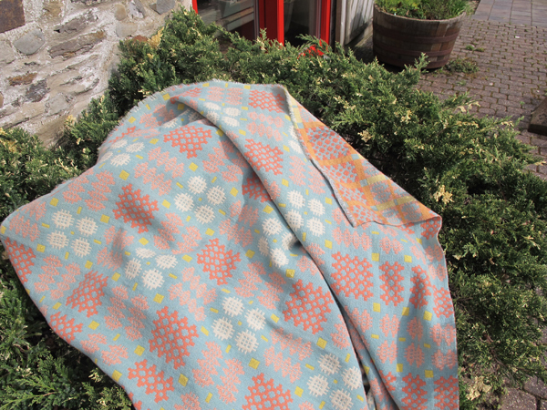 Pastel Blue Welsh Tapestry Blanket| Jen Jones Welsh quilts and
