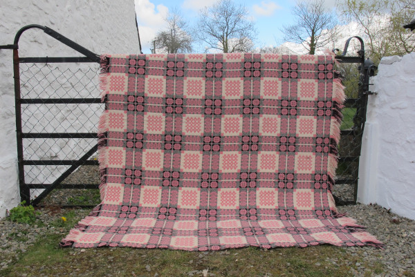 Pink and Black Welsh Tapestry Blanket